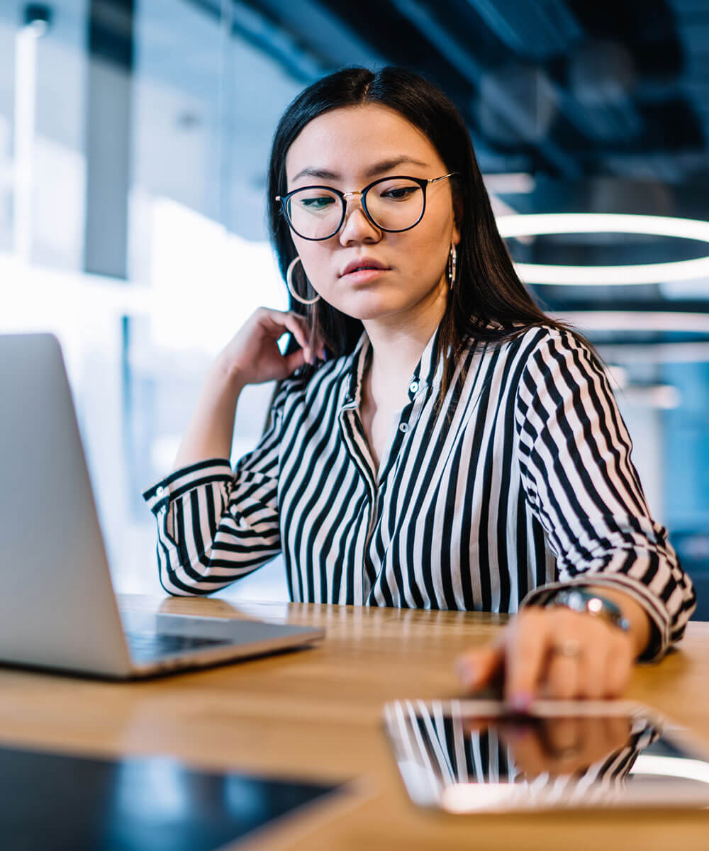 woman using laptop