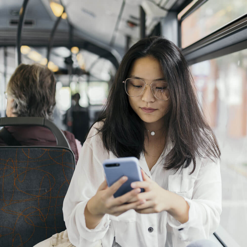 woman using device