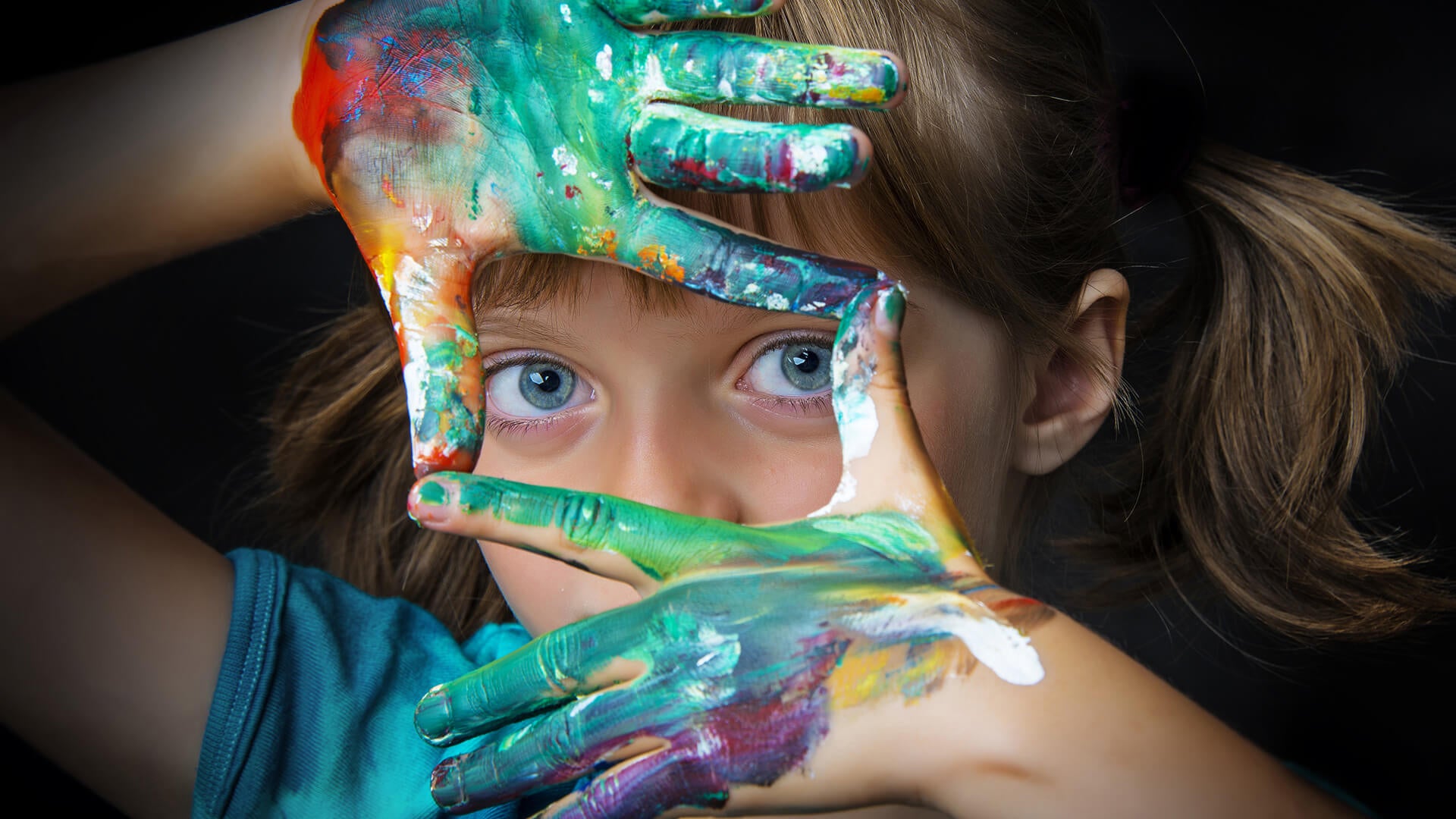 girl with painted hands