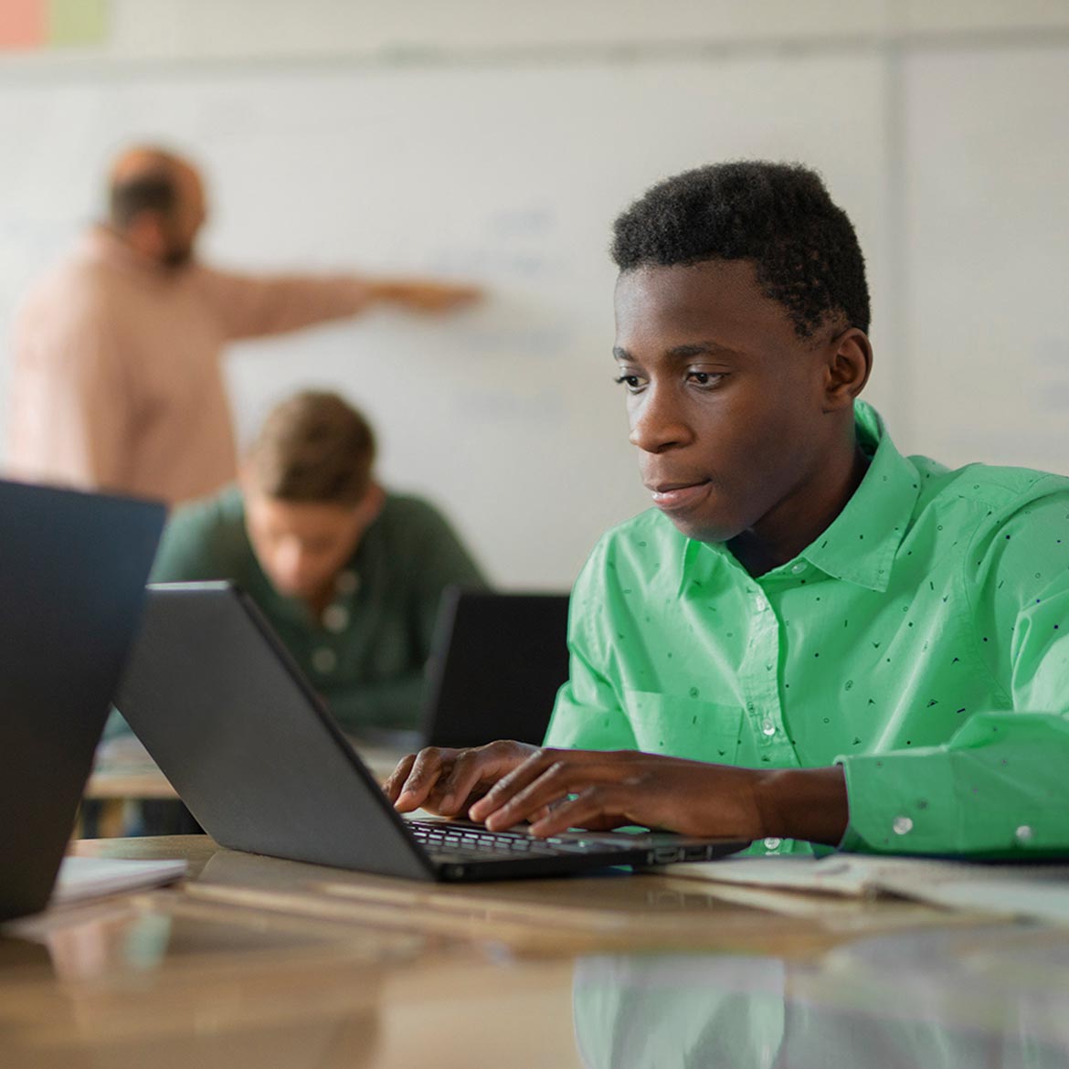 Student working on laptop