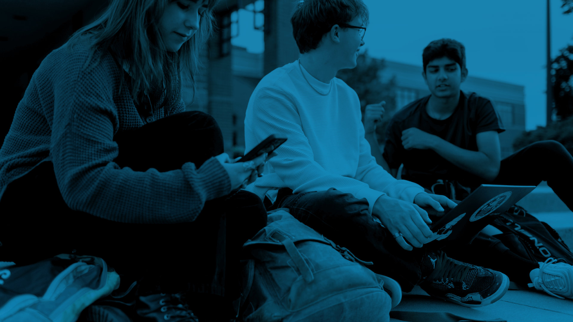 A group of students waiting for their class