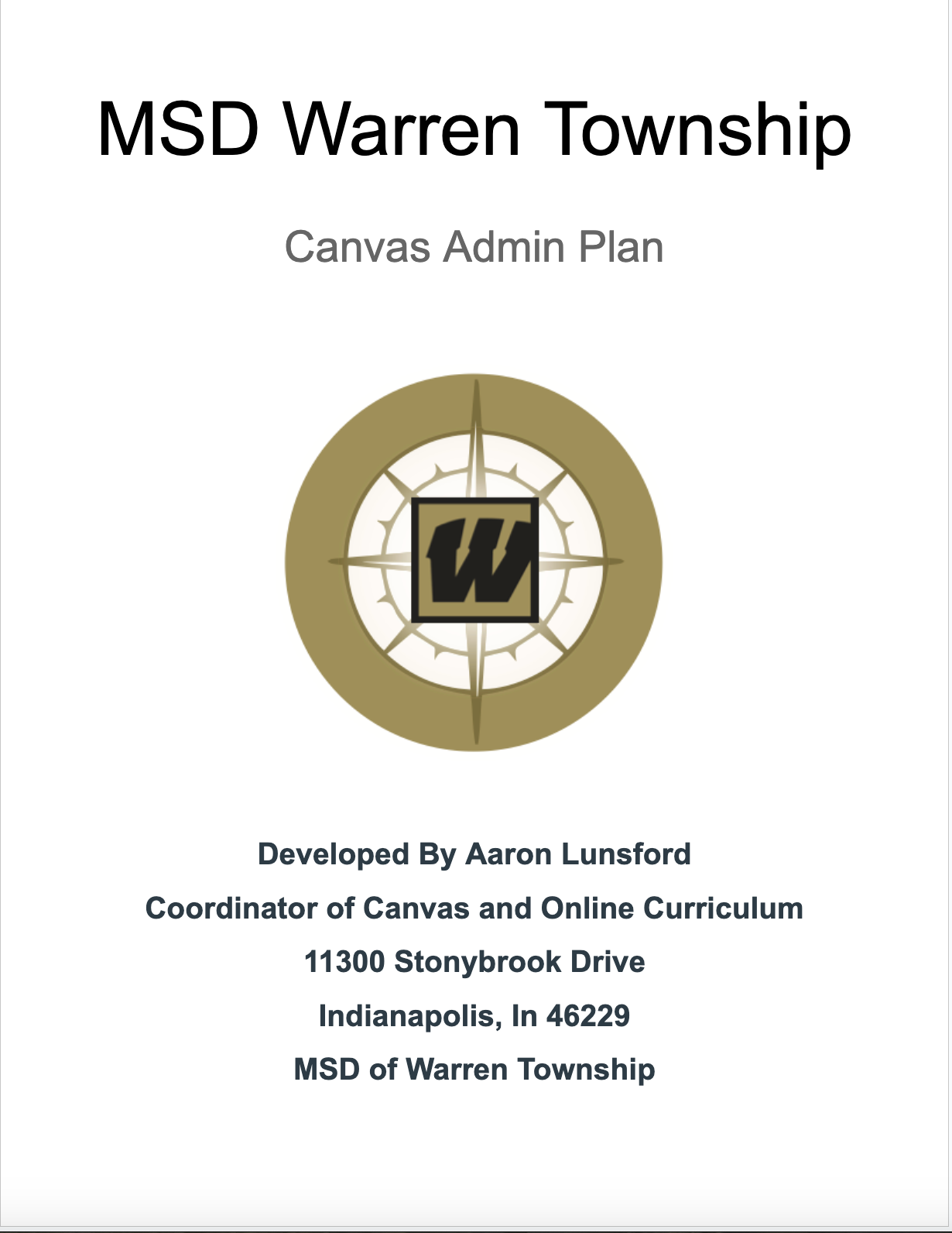 mds warren township canvas admin plan