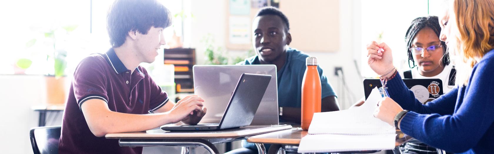 students on tablets