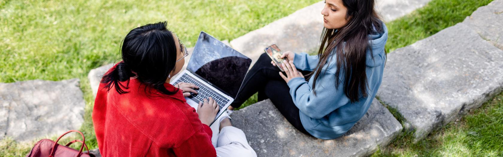 Students working outside