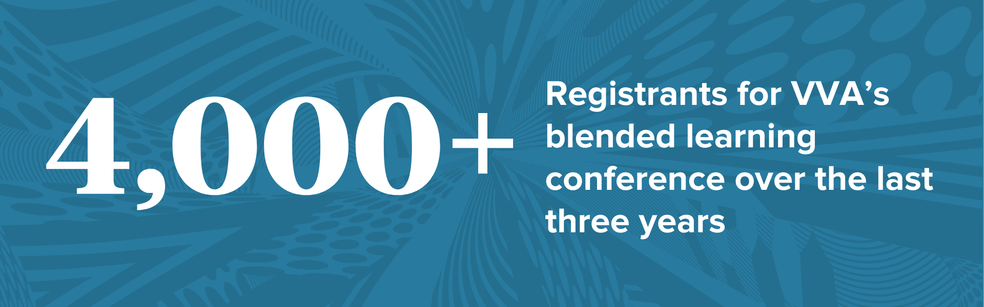 background: blue splashy text: 4,000+ registrants for VVA's blended learning conference over the last three years