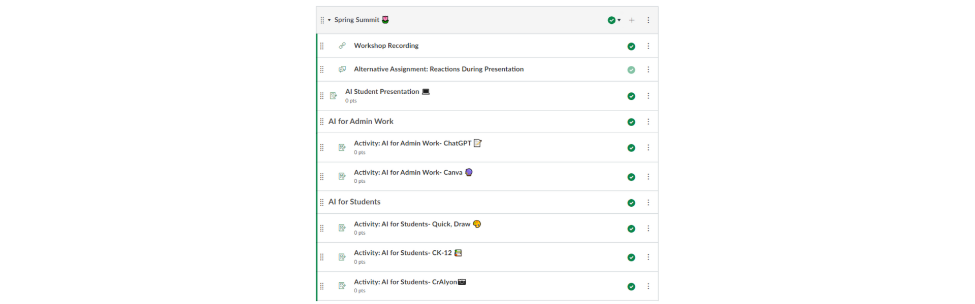 professional development in Canvas LMS