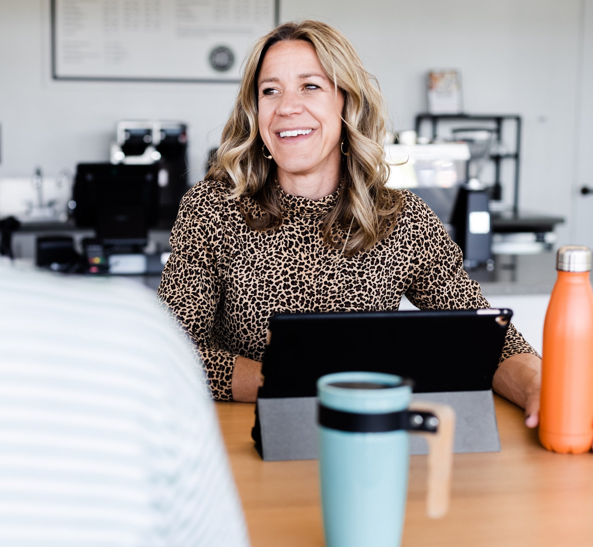 woman smiling in office
