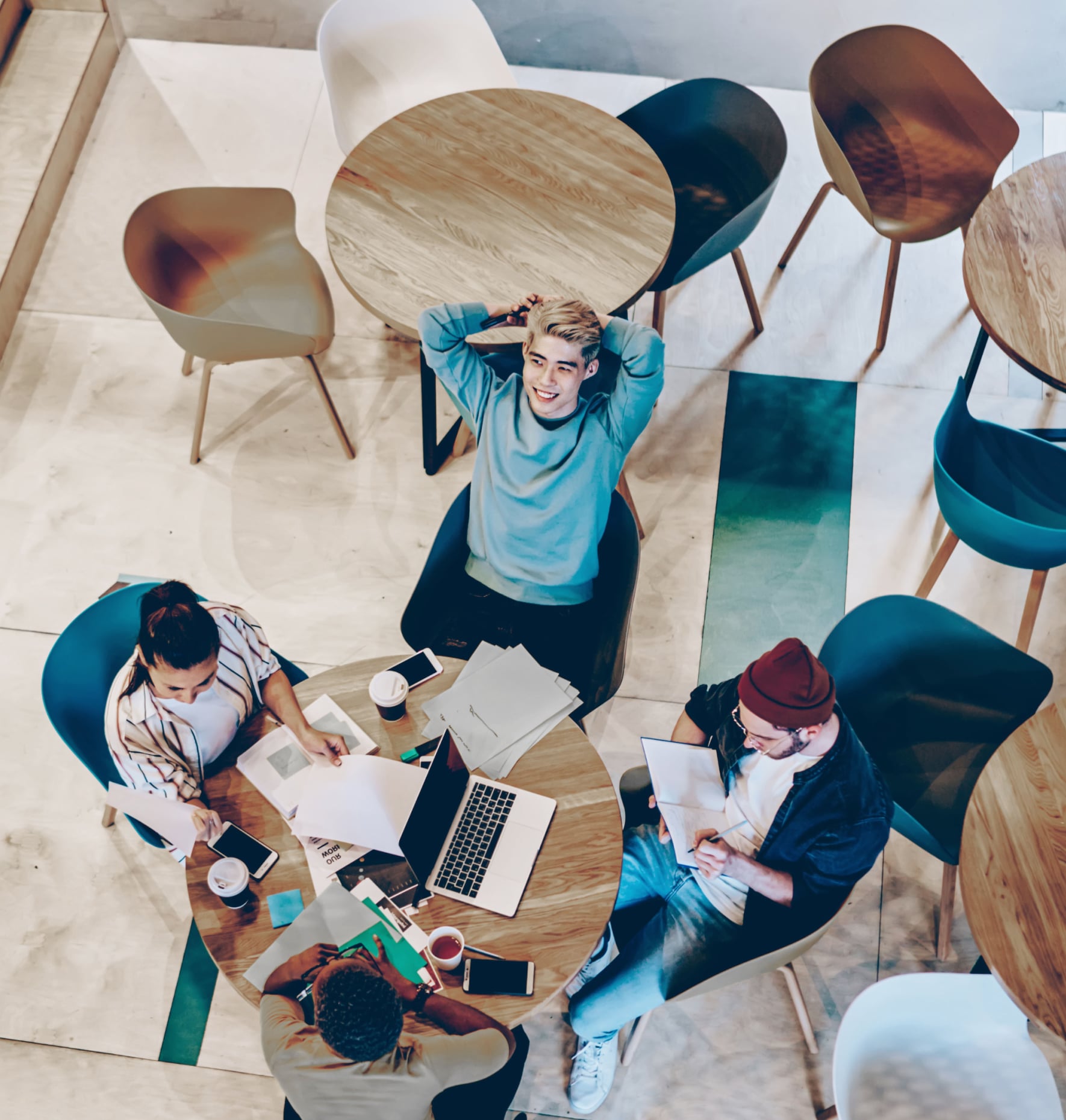 A study group in a lounge environment