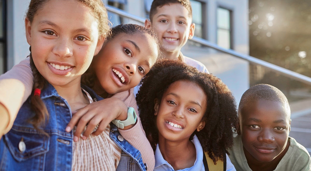 A group of smiling students