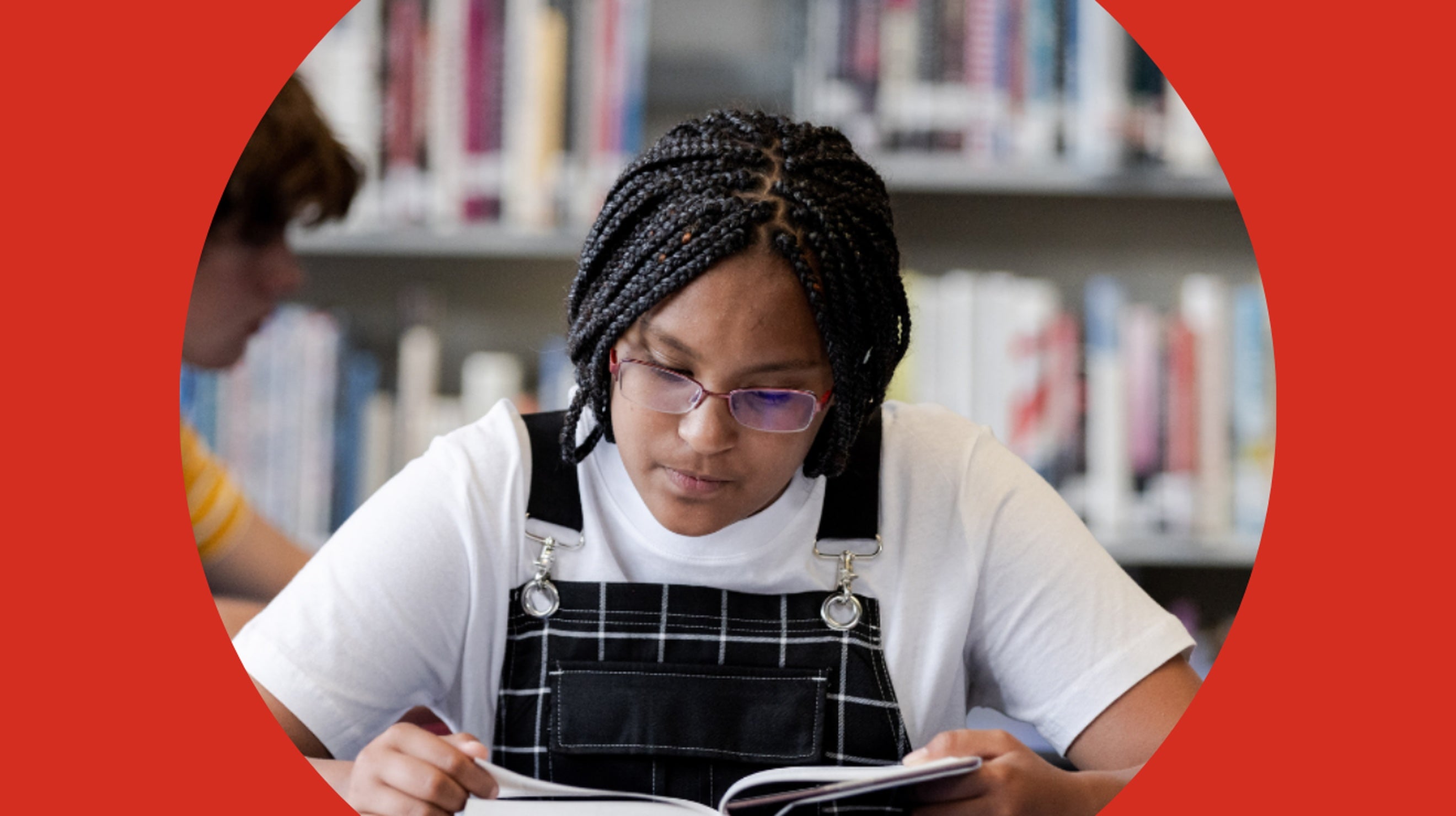 A student studying in a libarry