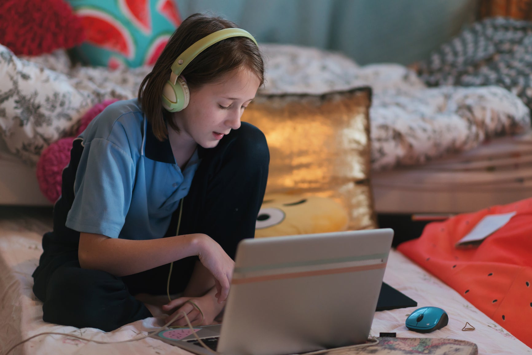 A student using a laptop