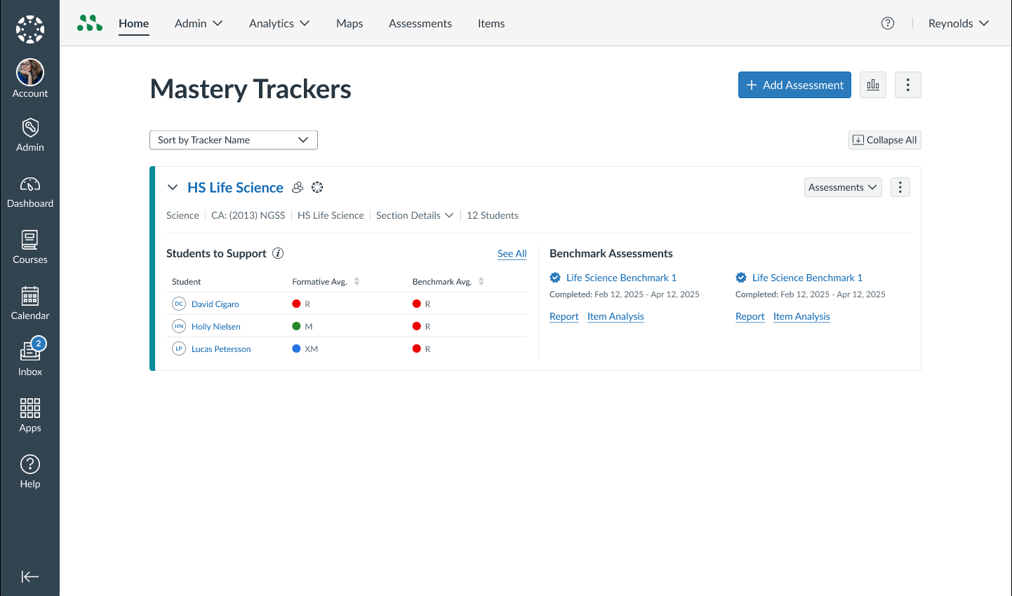 Mastery Trackers Canvas View