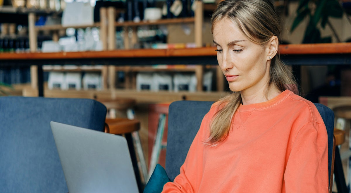 A woman using a laptop