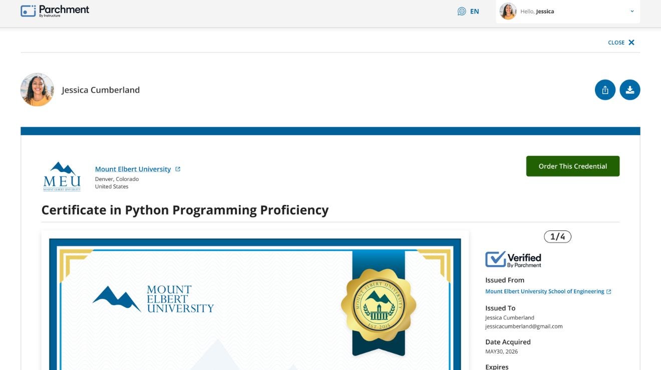 Certificate preview