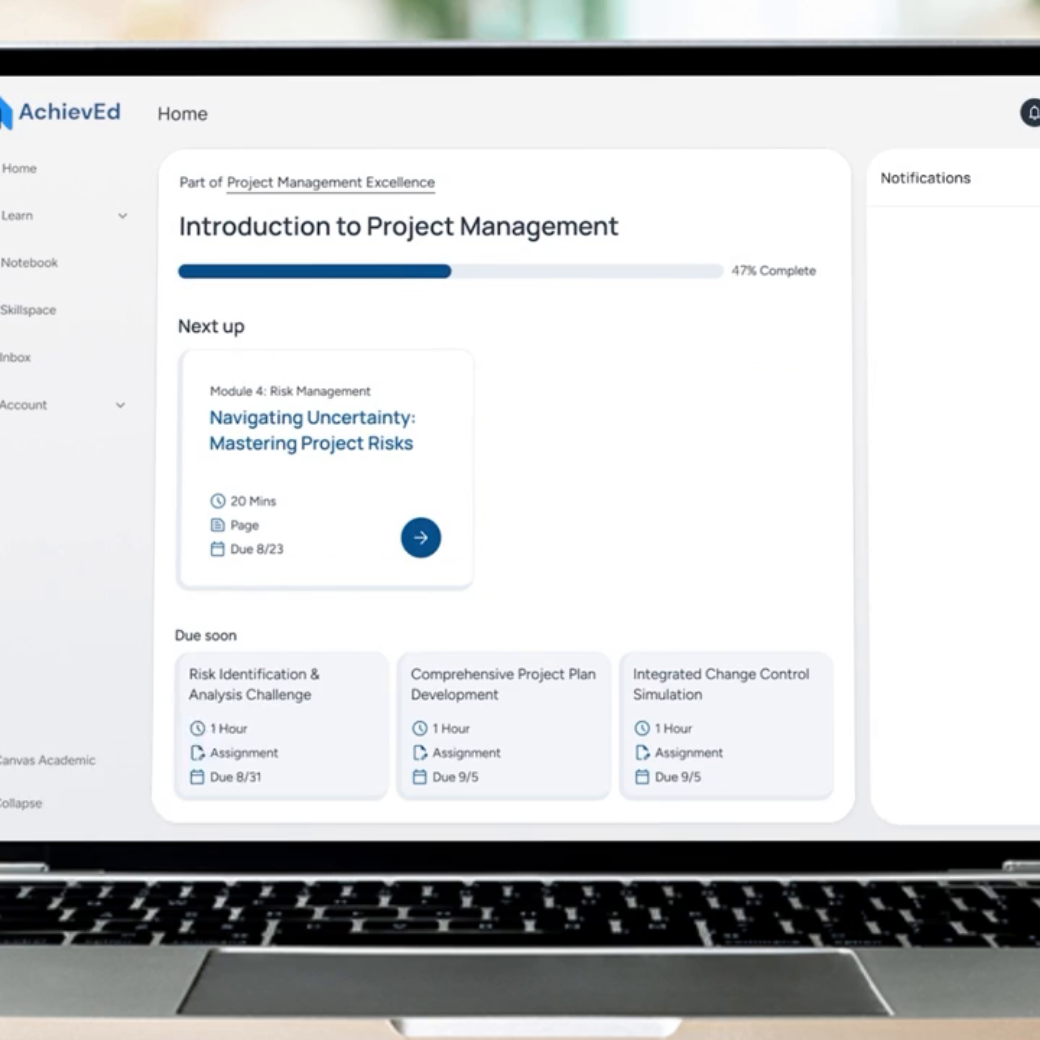 screenshot of Canvas Career introduction to product management UI