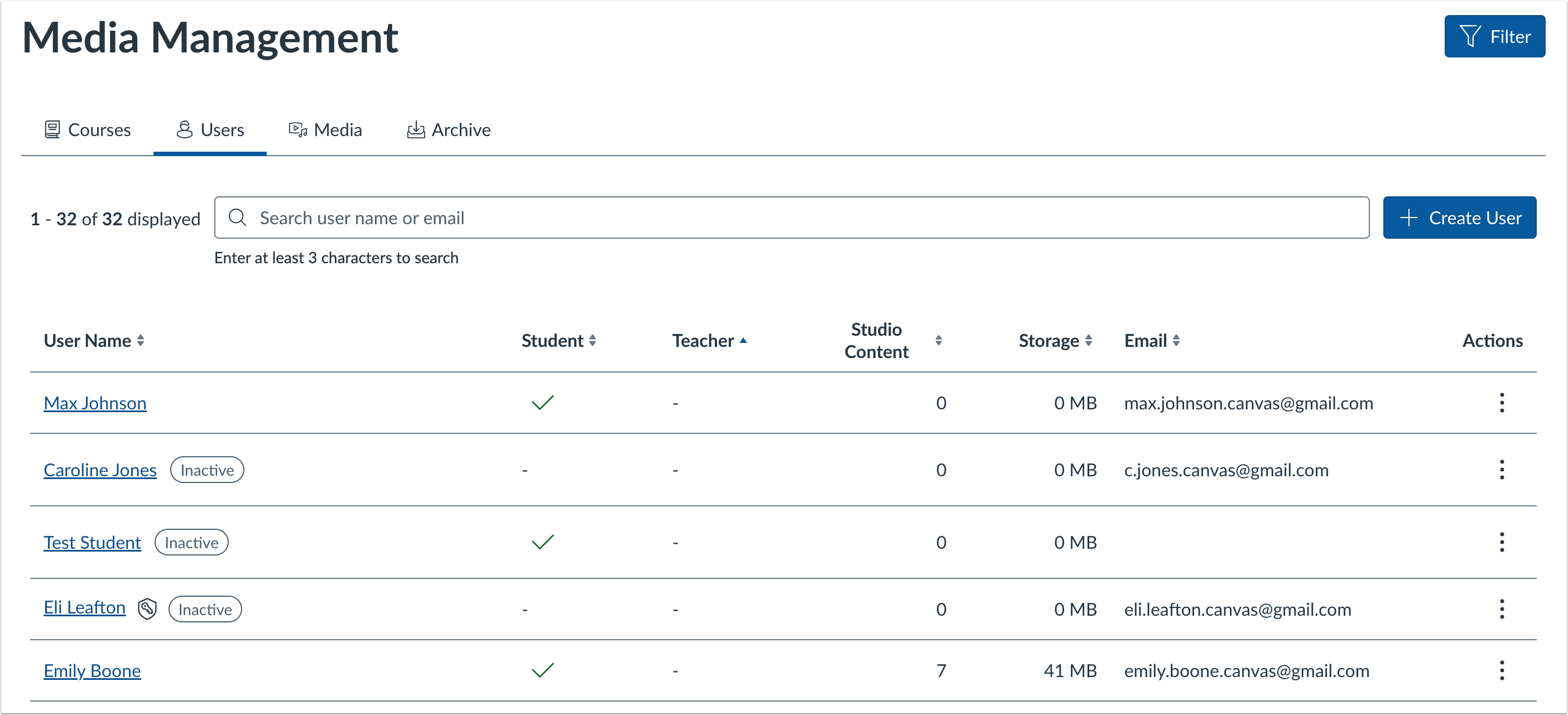 Studio Users preview