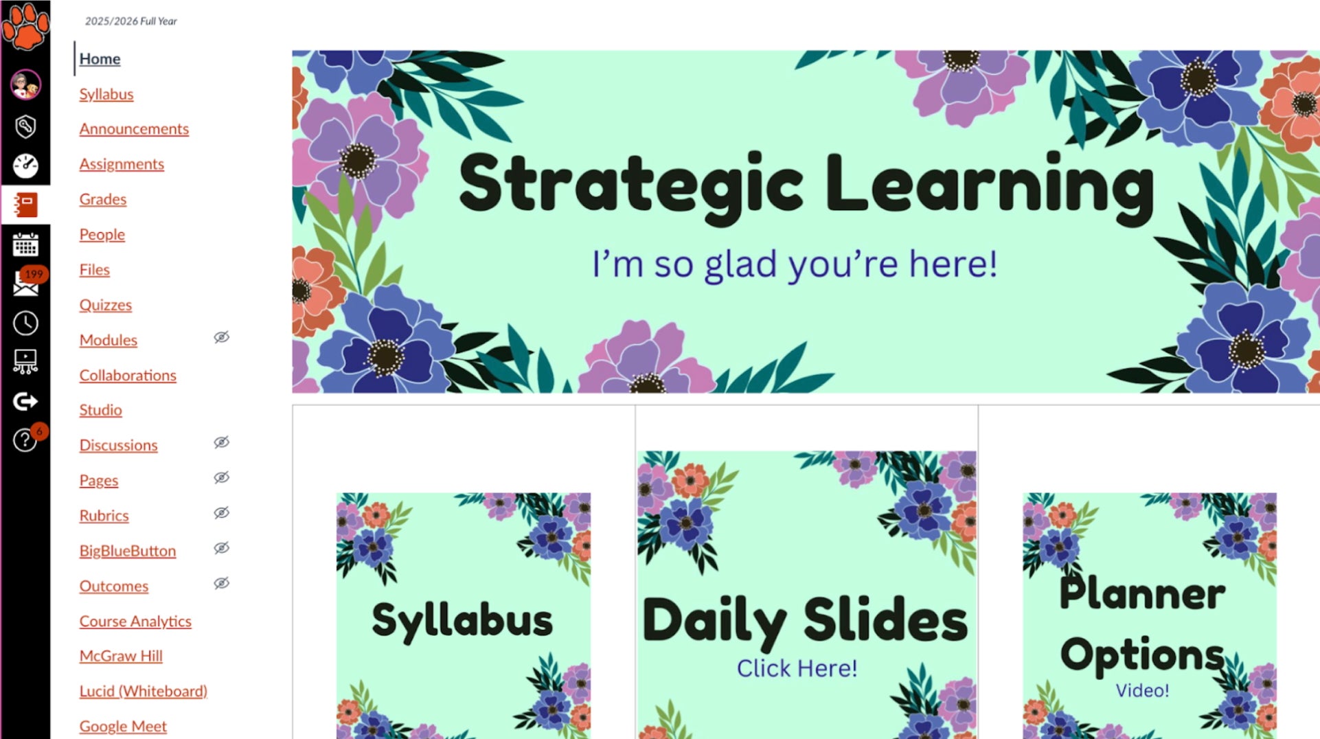 a screenshot of Kim's Canvas homepage