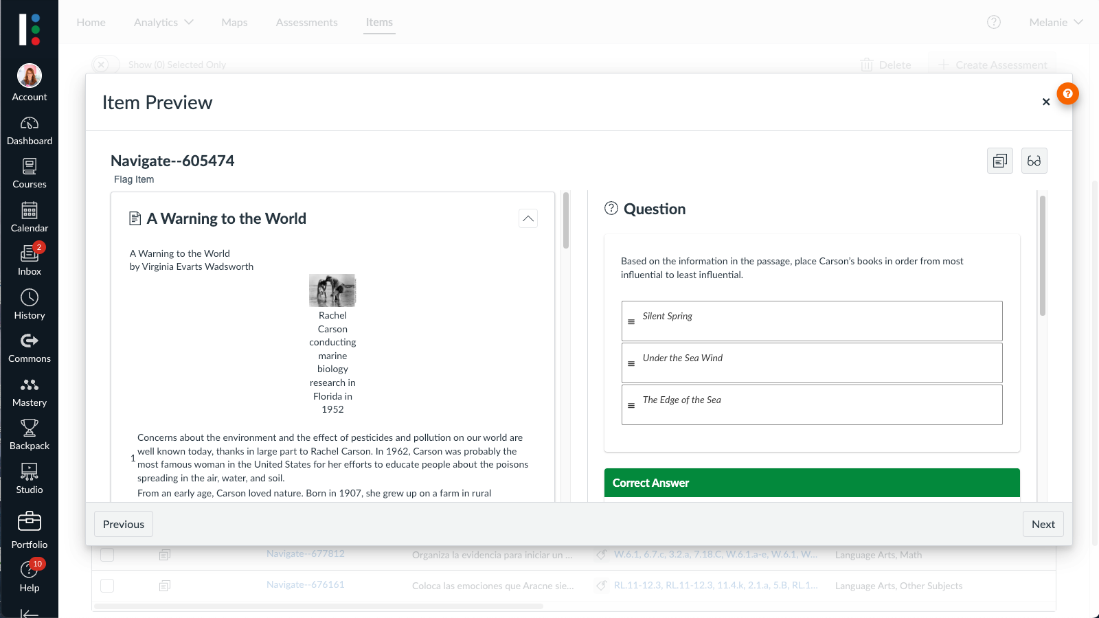 Mastery Item Bank Preview