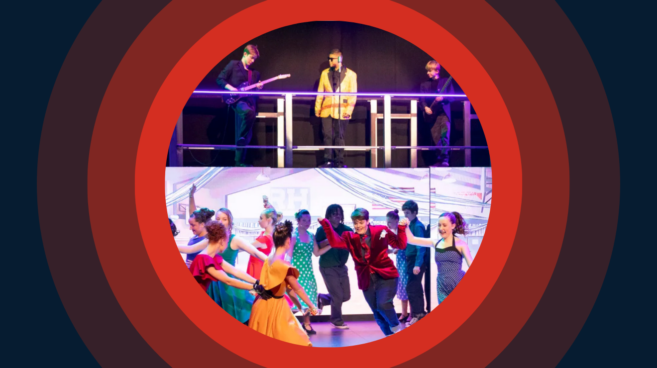 K–12 students at a performing arts school dancing