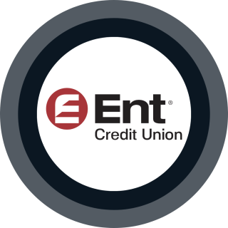 Ent Credit Union logo centered on blue and gray rings