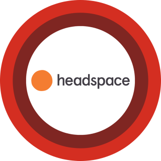 Headspace logo centered on red and maroon concentric rings.