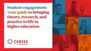 Imagery of various students in higher education settings with a coloured overlay