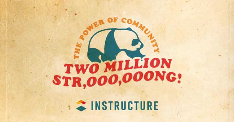 the power of community: two million str,000,000ng! logo with a panda