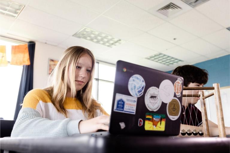 students on laptops