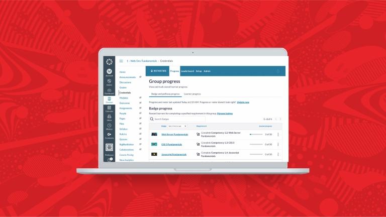 Product screenshot of Canvas LMS on a laptop