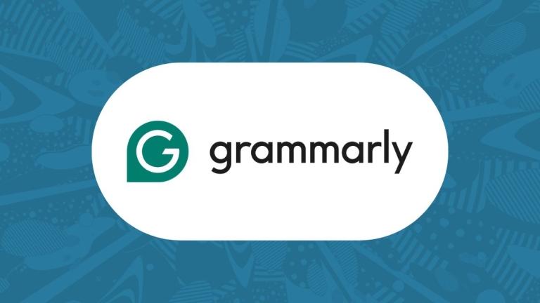 Grammarly logo centered on a blue background