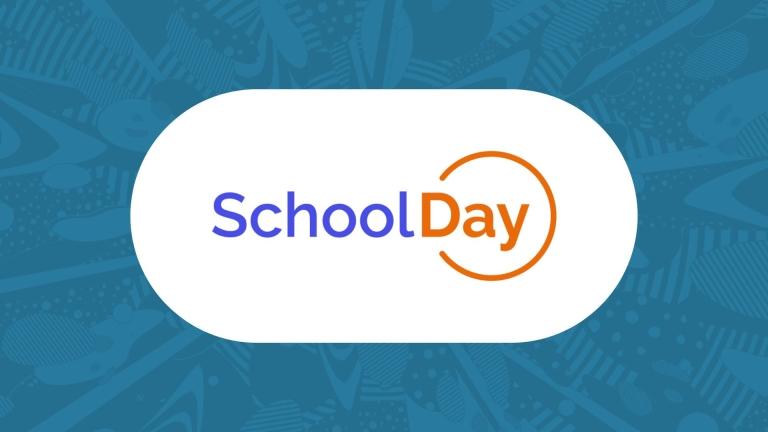 schoolday logo on a white and blue background