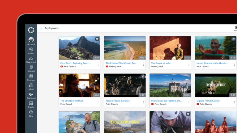A laptop screen showing uploads of images of numerous cultures around the world.