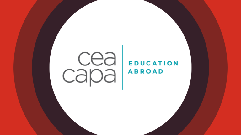 CEA CAPA logo centered on red and maroon concentric rings.