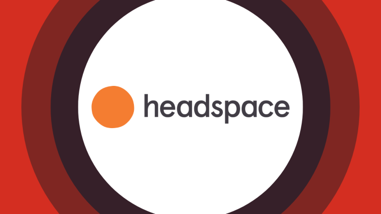 Headspace logo centered on red and maroon concentric rings.