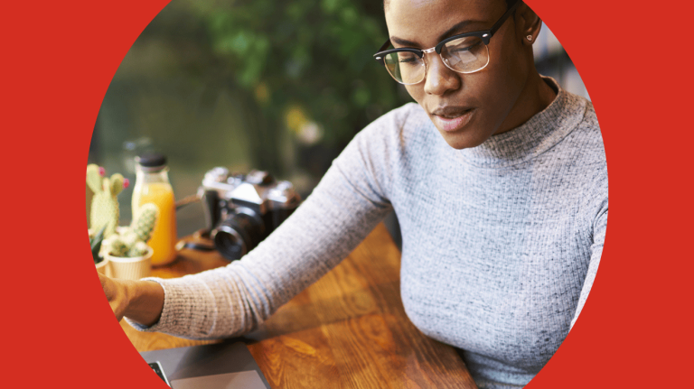 Woman using a laptop