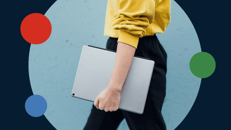 Woman holding a laptop