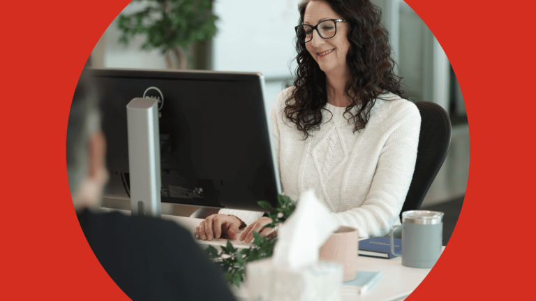 Woman using a laptop