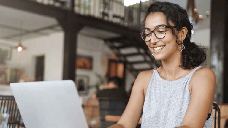 Woman using a laptop