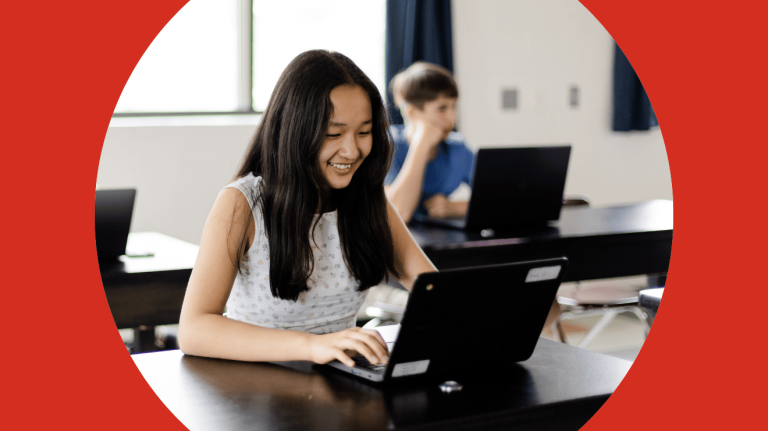 A girl at her laptop 