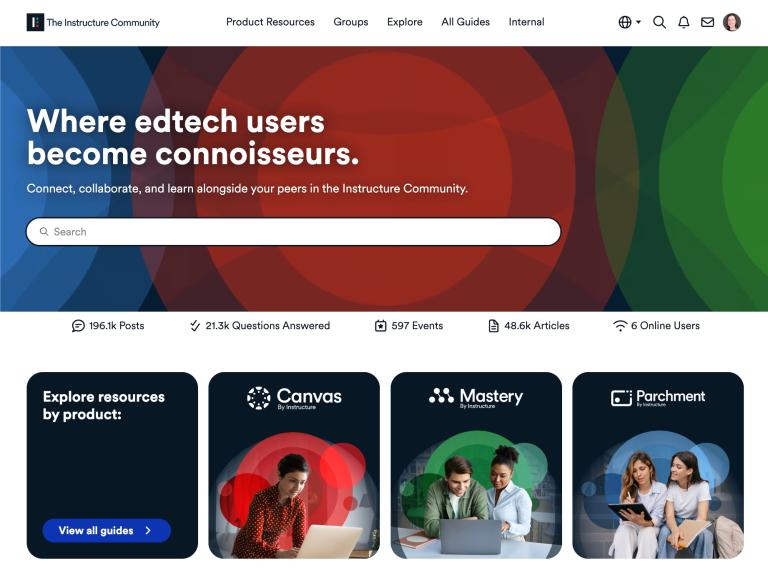 a screenshot of the refreshed Community homepage