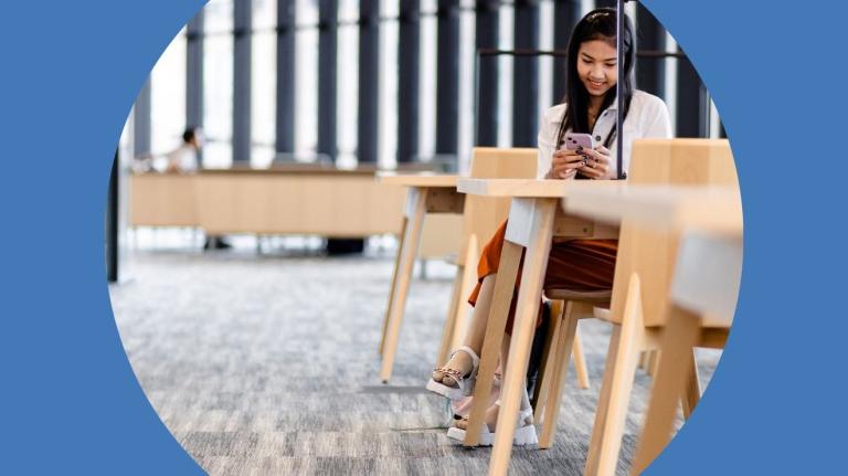 student on cell phone