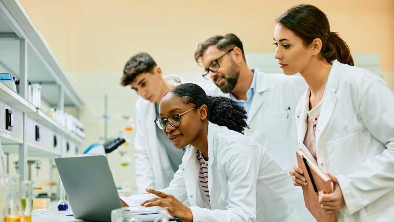 students in medical lab