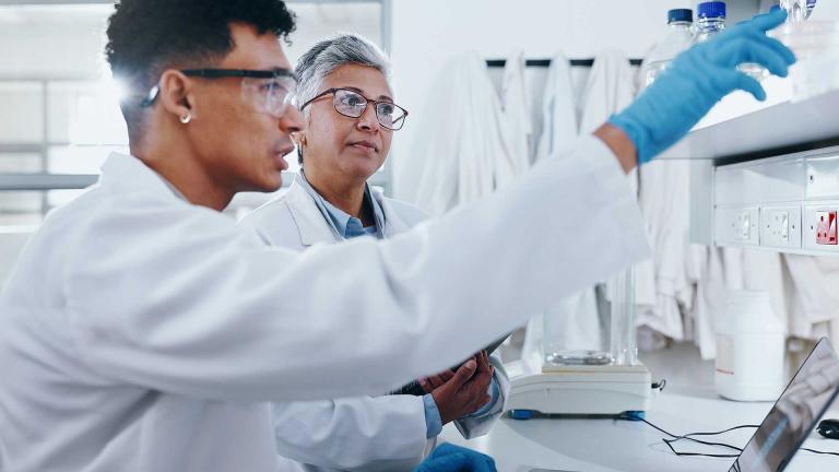 Student in medical lab
