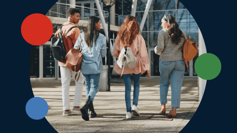 four people walking