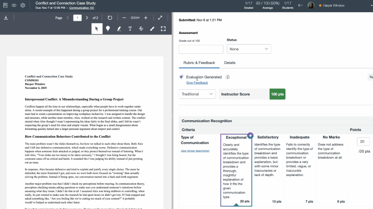 screenshot of Grading Assistance for SpeedGrader