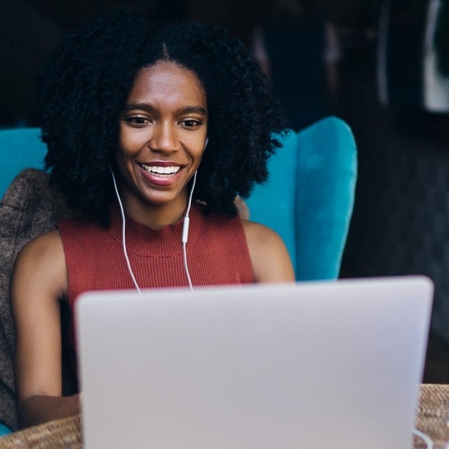 woman using laptop
