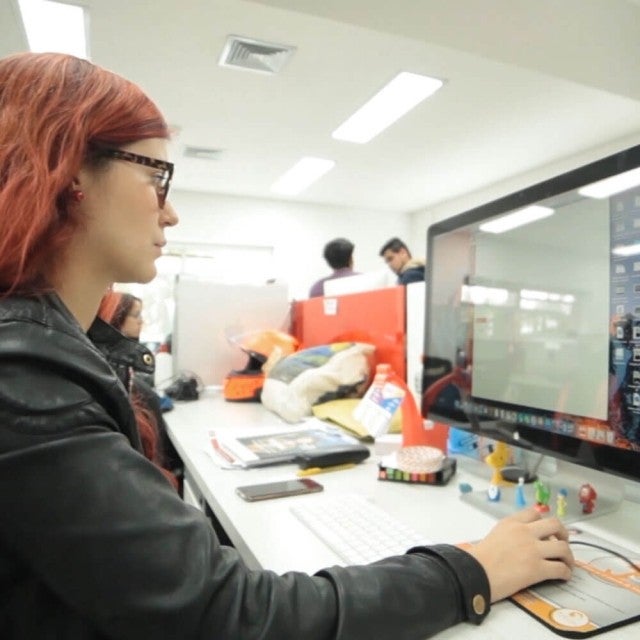 Person working on computer in lab