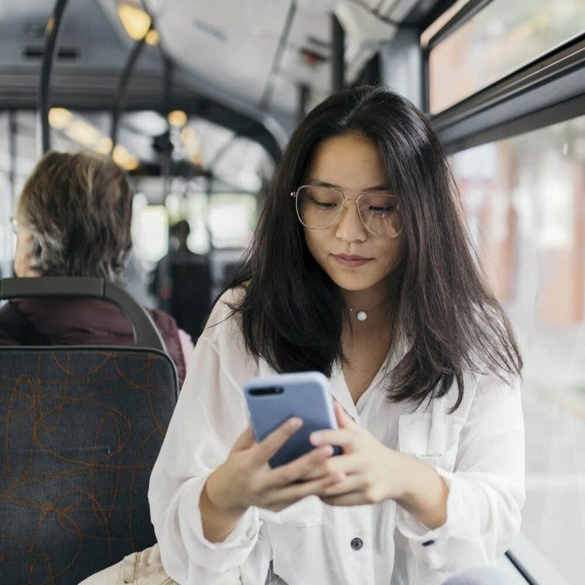 woman using device