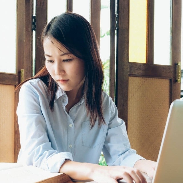 woman using laptop