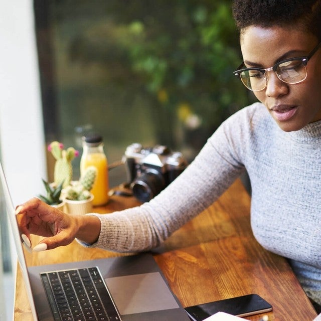 woman using laptop